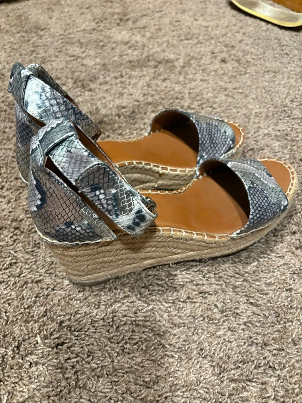 Franco Sarto Snake-Print Espadrille Wedge Sandals - Brown/Gray